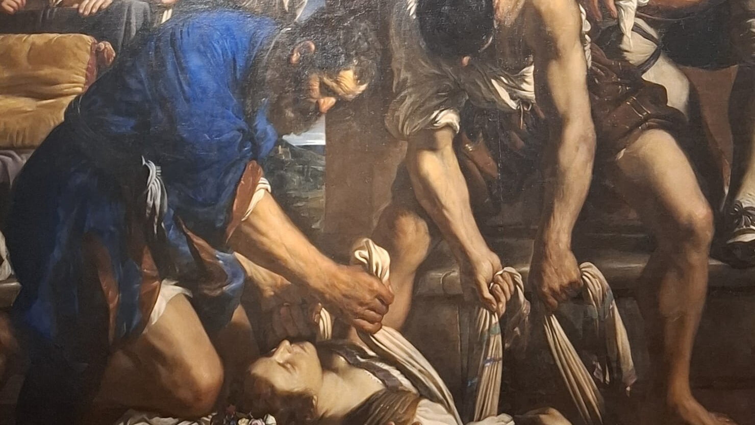 Dettaglio pala altare dipinta Sepoltura di Santa Petronilla di Guercino Musei Capitolini